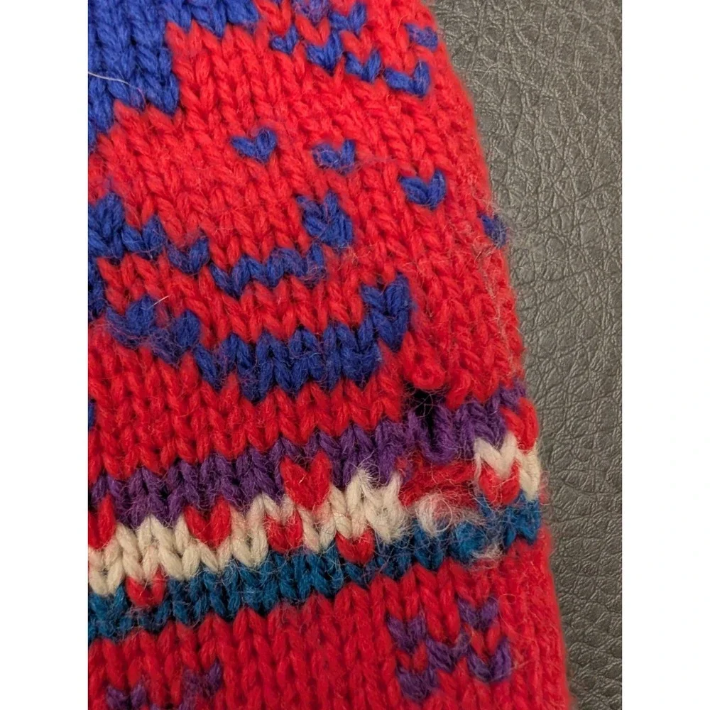 90s Vintage Igloos 100% Wool Knit Ski Beanie Hat Toboggan Snowboarding Red